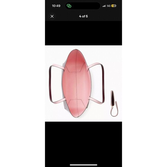 New Kate Spade Ava Reversible Tote with Pouch Double Faced Leather Deep Berry - Picture 4 of 5